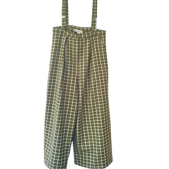Collectif wide leg pants with removable suspenders, size 12, high waist, retro - Picture 8 of 9